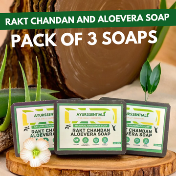 Ayurssentials Rakt chandan and Aloevera Soap (Pack of 3 SOAP)