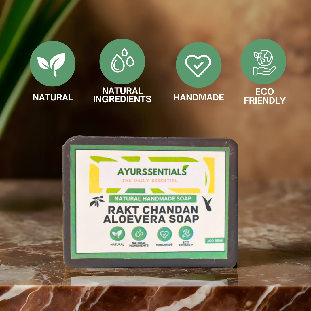 Ayurssentials Rakt chandan and Aloevera Soap (Pack of 3 SOAP)