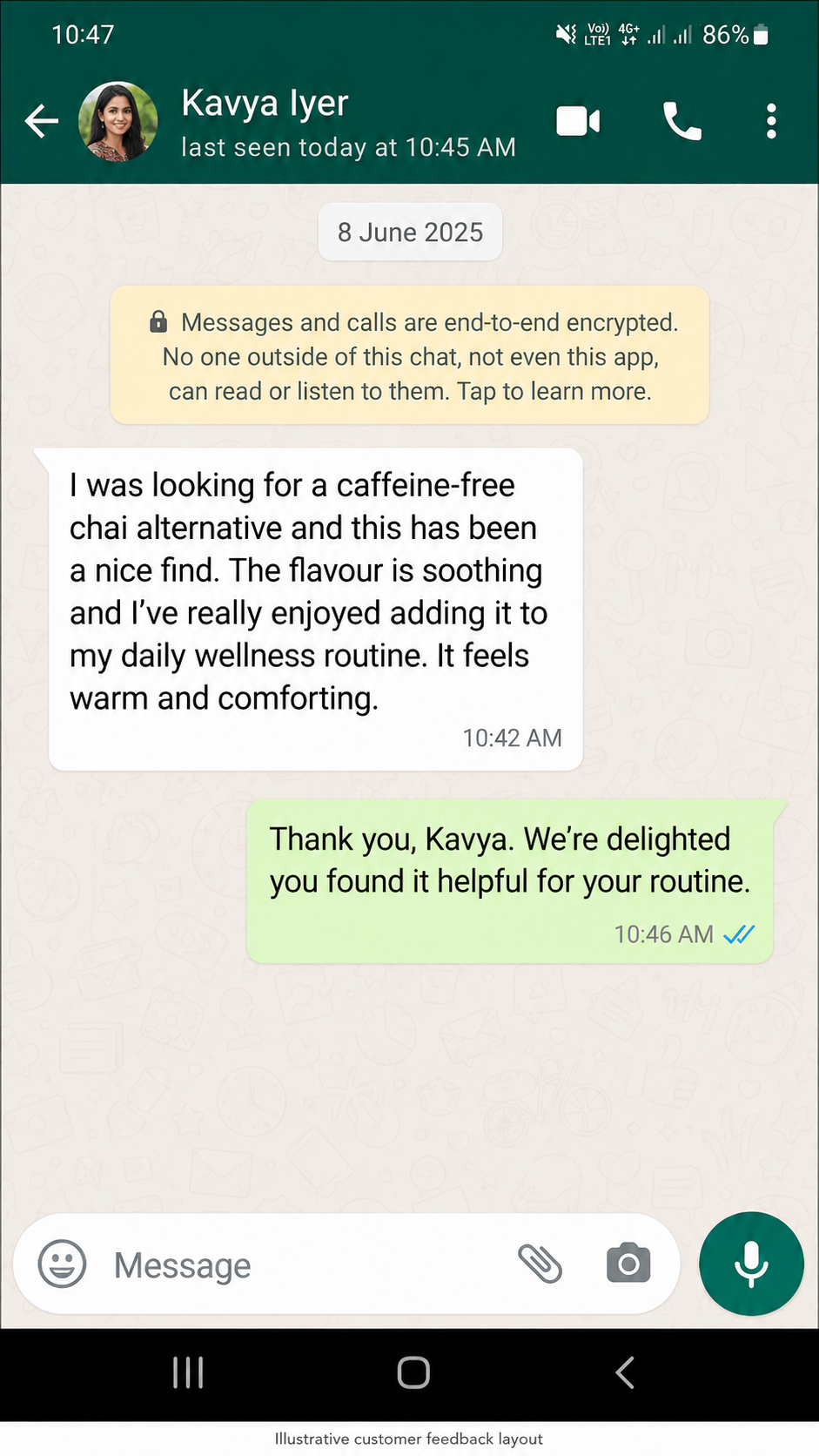 Customer testimonial screenshot